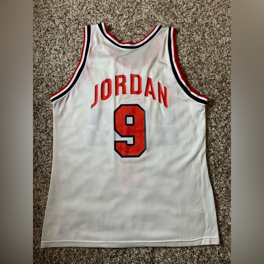 Vintage 90s Micheal Jordan Jersey USA Champion 1992 Olympic Dream Team 9 Sz 44 - Picture 2 of 7